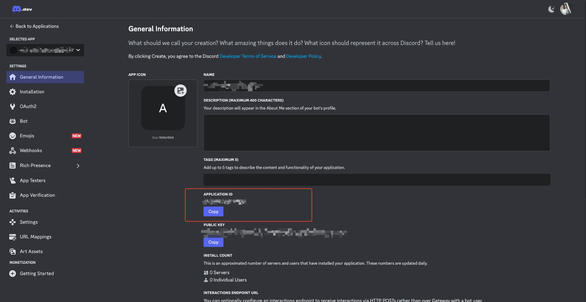 Screenshot: Create an activity