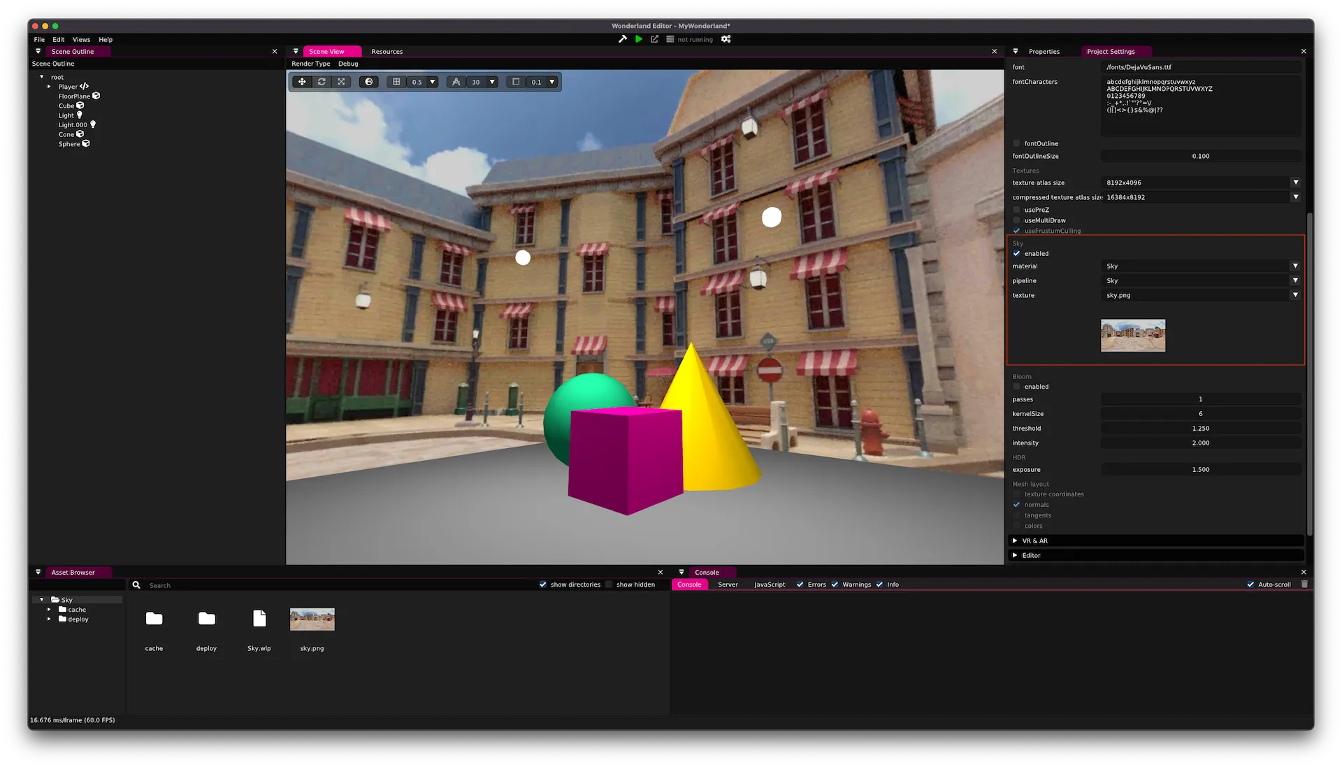 Shows how to enable sky rendering