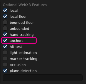 Screenshot: Getting Started - Anchors Setting