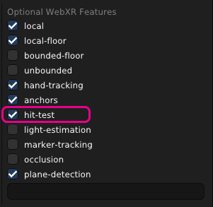Screenshot: Getting Started - Hit Test Setting