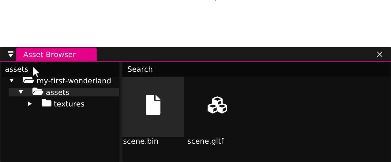 Screenshot: Getting Started - Asset Browser