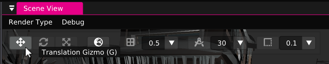 Screenshot: Getting Started - Gizmo Toolbar