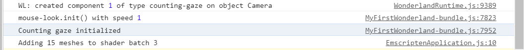 Sceenshot: Getting Started JS - Component Initialized in Console