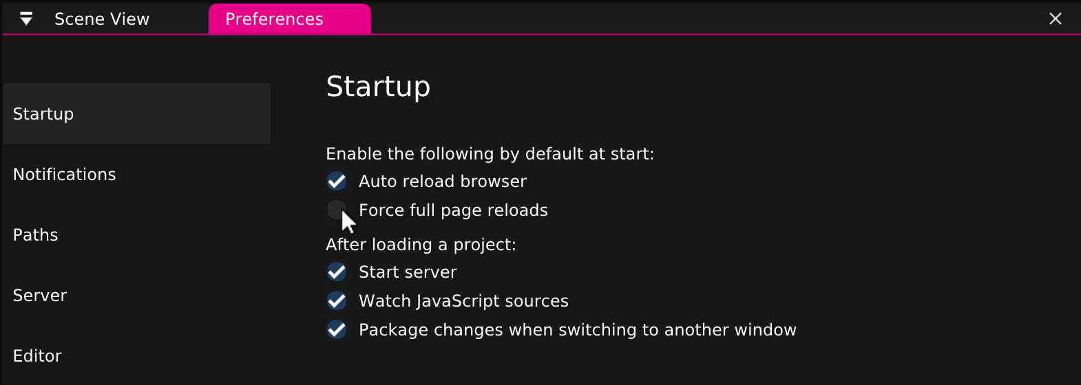 Screenshot: Getting Started AR - Enable Soft Reloading