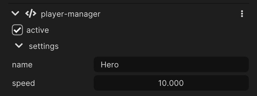 PlayerManager component in Wonderland Editor